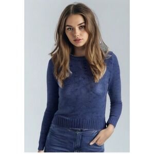 80 Robert Scott Sweater Womens Size Small Blue Crewneck Long Sleeve EUC